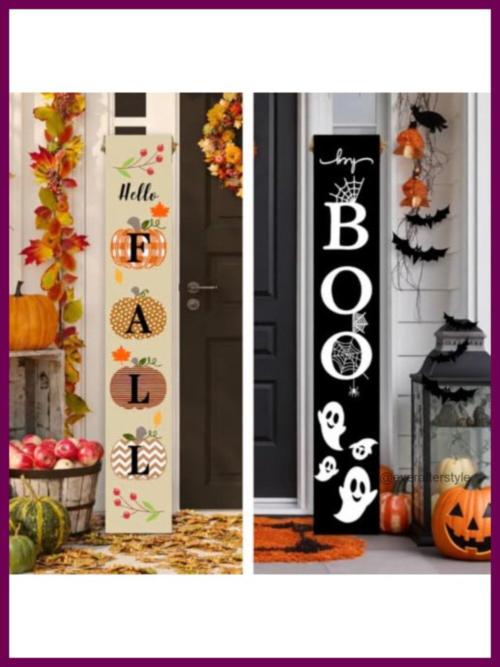 Wooden Reversible Fall & Halloween Porch Sign Outdoor Decor